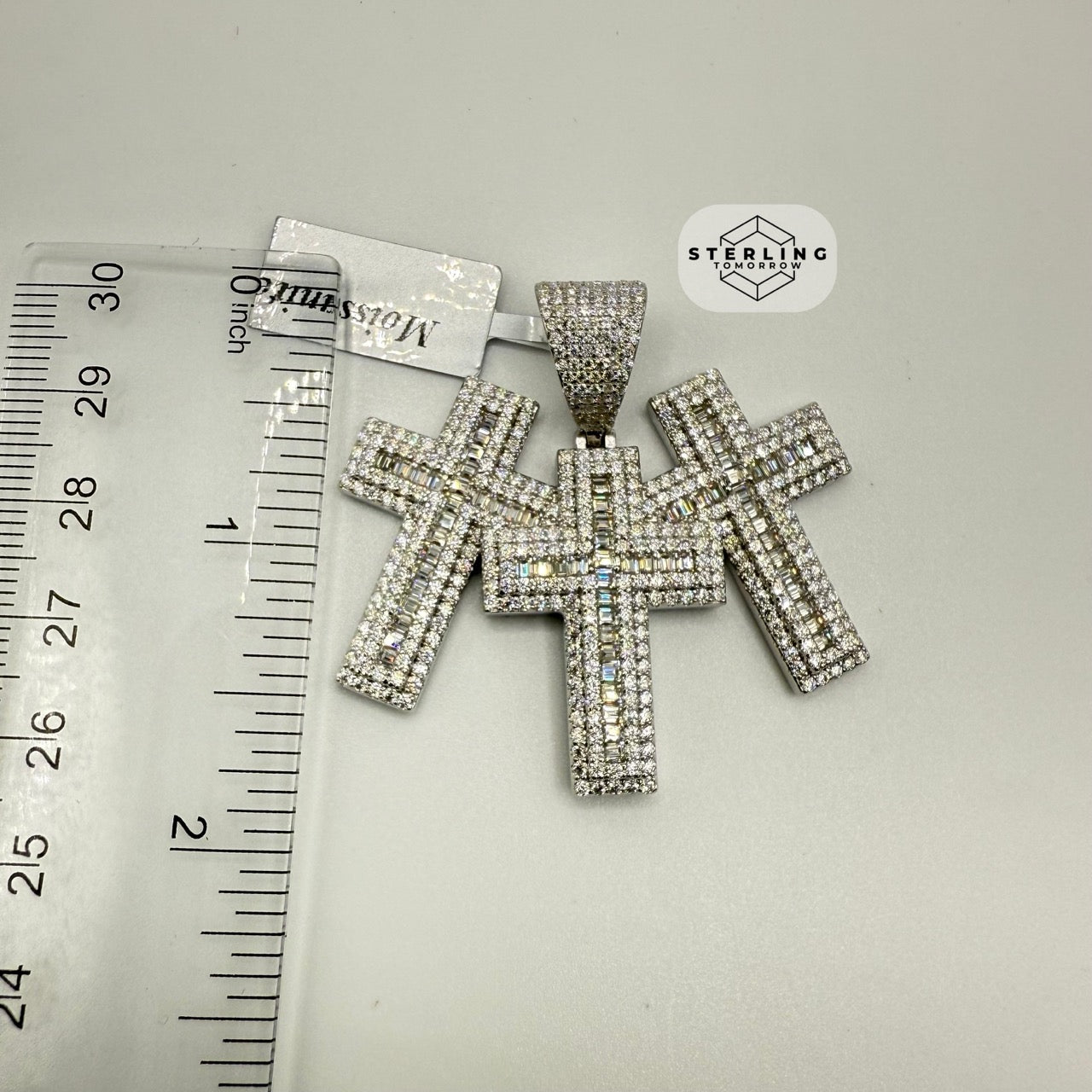 Moissanite Triple Cross Pendant