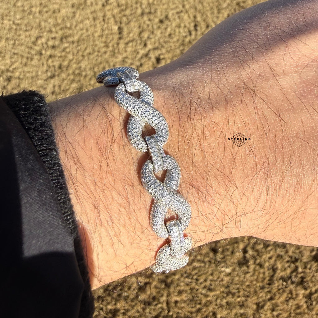 Infinity Iced CZ 11mm 8" 925 Sterling Silver Bracelet