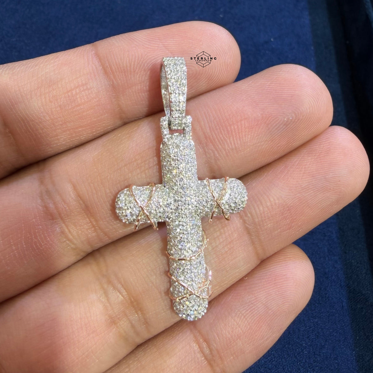 Moissanite Rose Thorns Cross Pendant