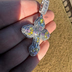 MultiColor Cross Pendant 14k White Gold Plated + Steel Rope Chain