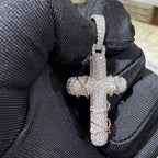 Moissanite Rose Thorns Cross Pendant