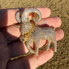 Ram Moneybag Iced Out Pendant 14K Gold Finish