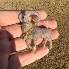 Ram Moneybag Iced Out Pendant 14K Gold Finish