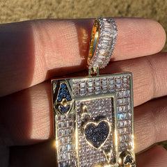 Ace of Hearts Iced Pendant