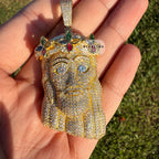 Moissanite Gold Tone Iced Out Jesus Pendant
