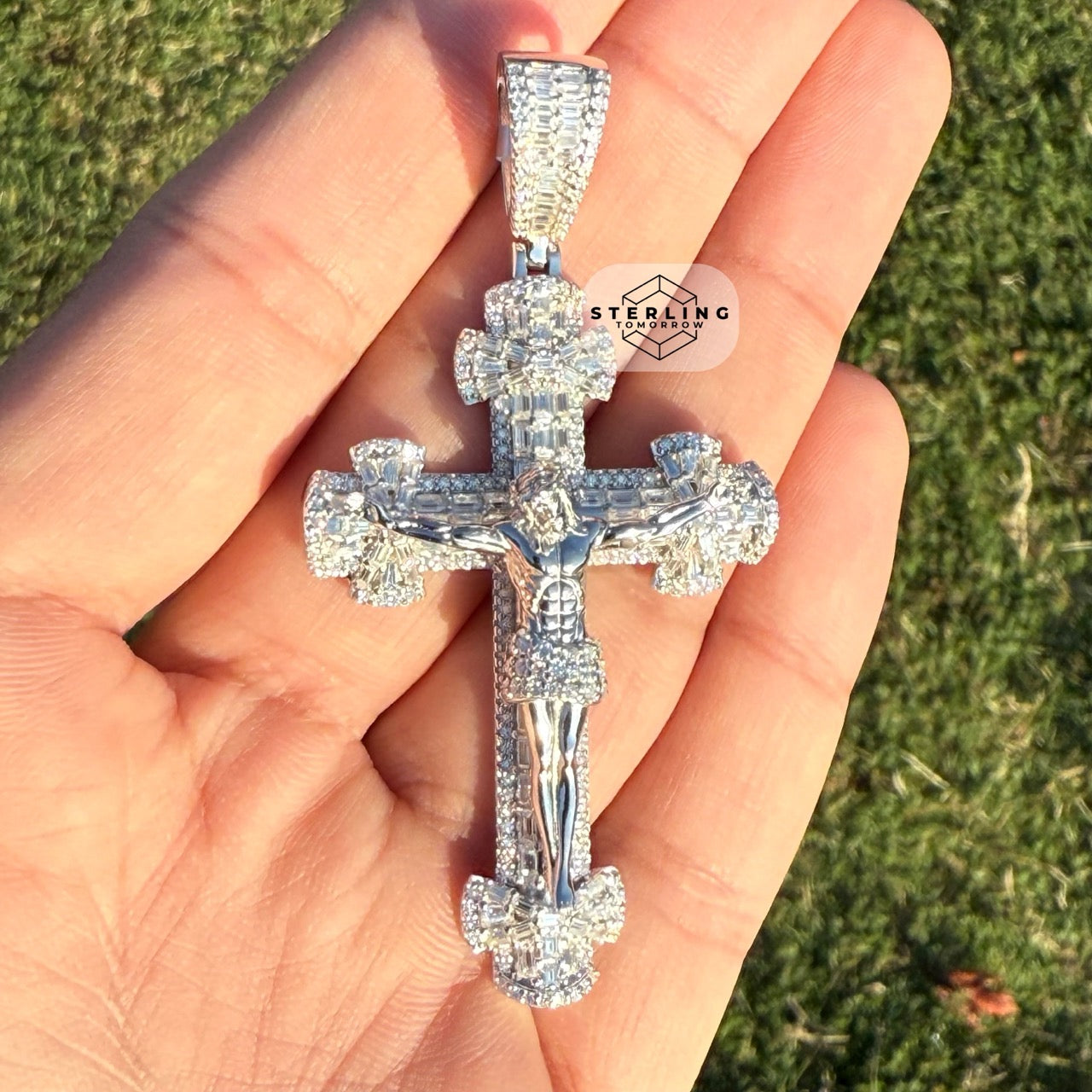 Moissanite Cross Crucifix Pendant
