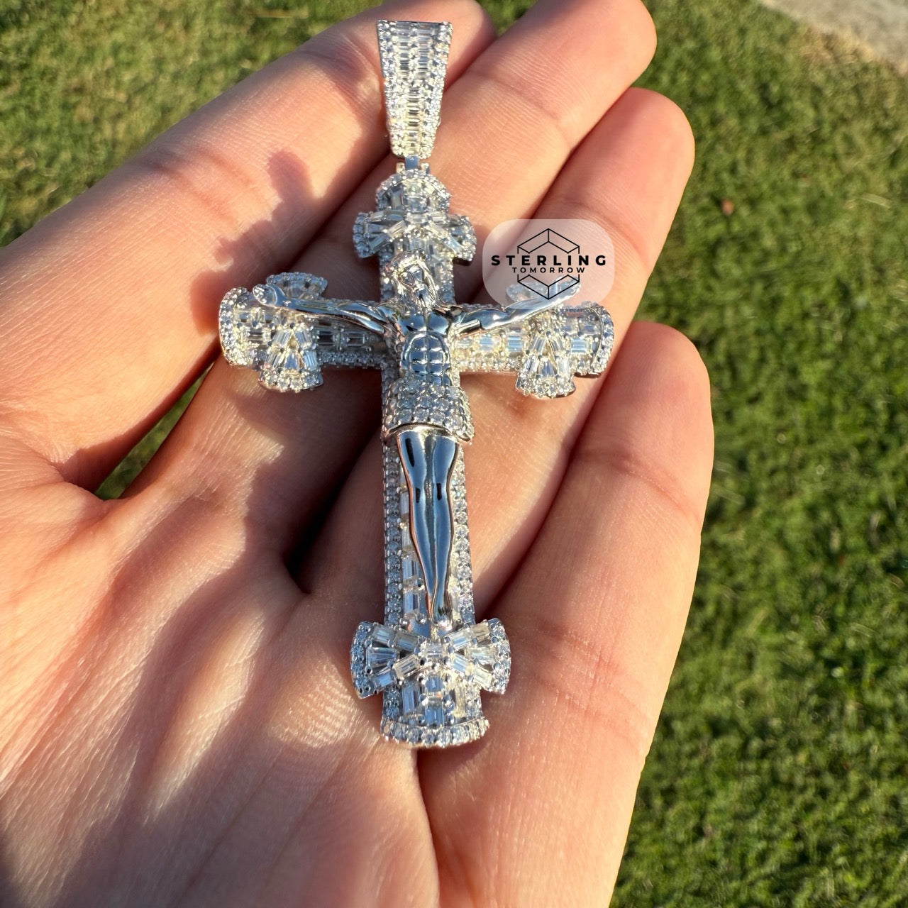 Moissanite Cross Crucifix Pendant