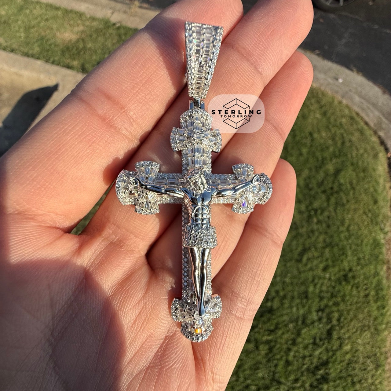 Moissanite Cross Crucifix Pendant