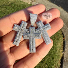 Moissanite Triple Cross Pendant