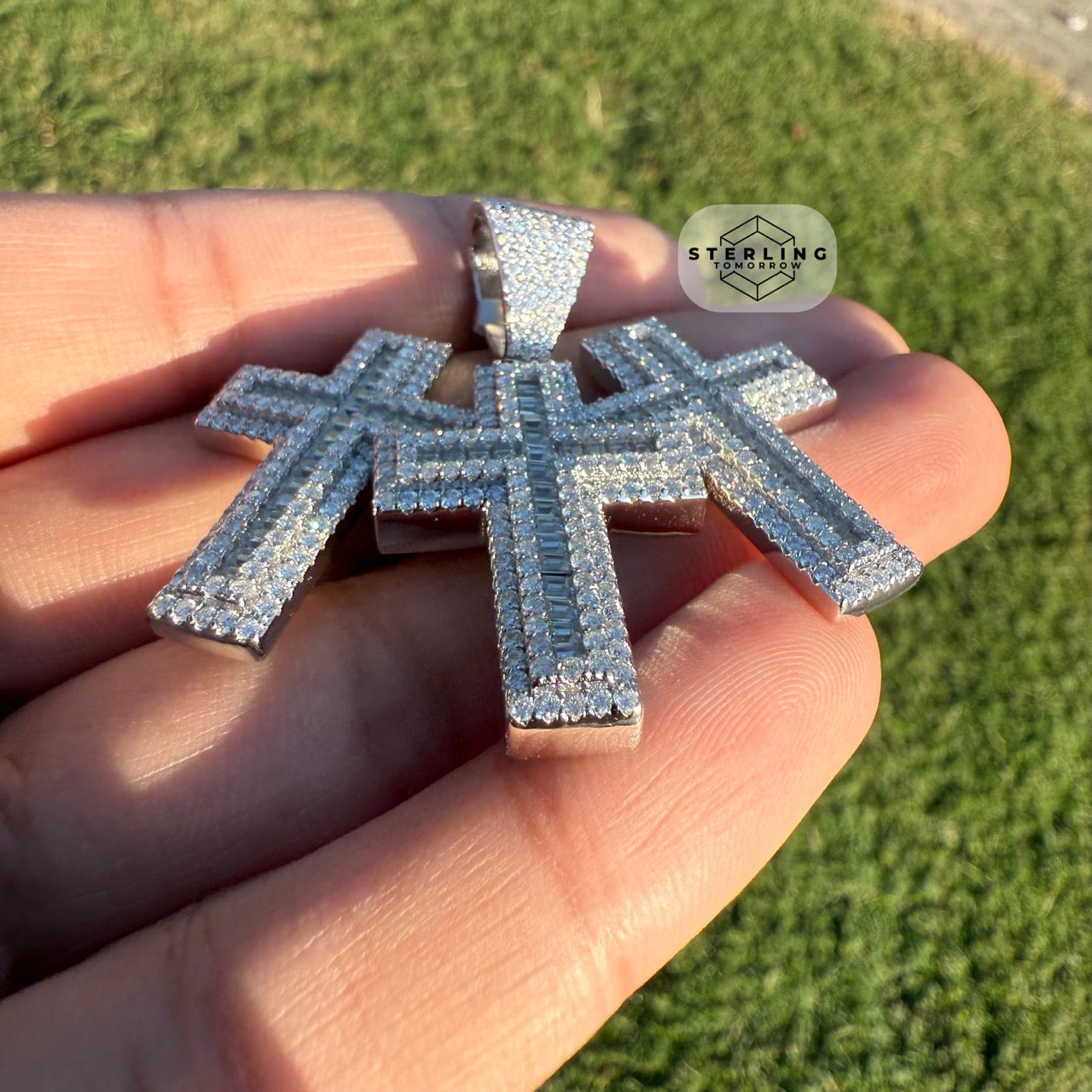Moissanite Triple Cross Pendant