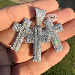 Moissanite Triple Cross Pendant