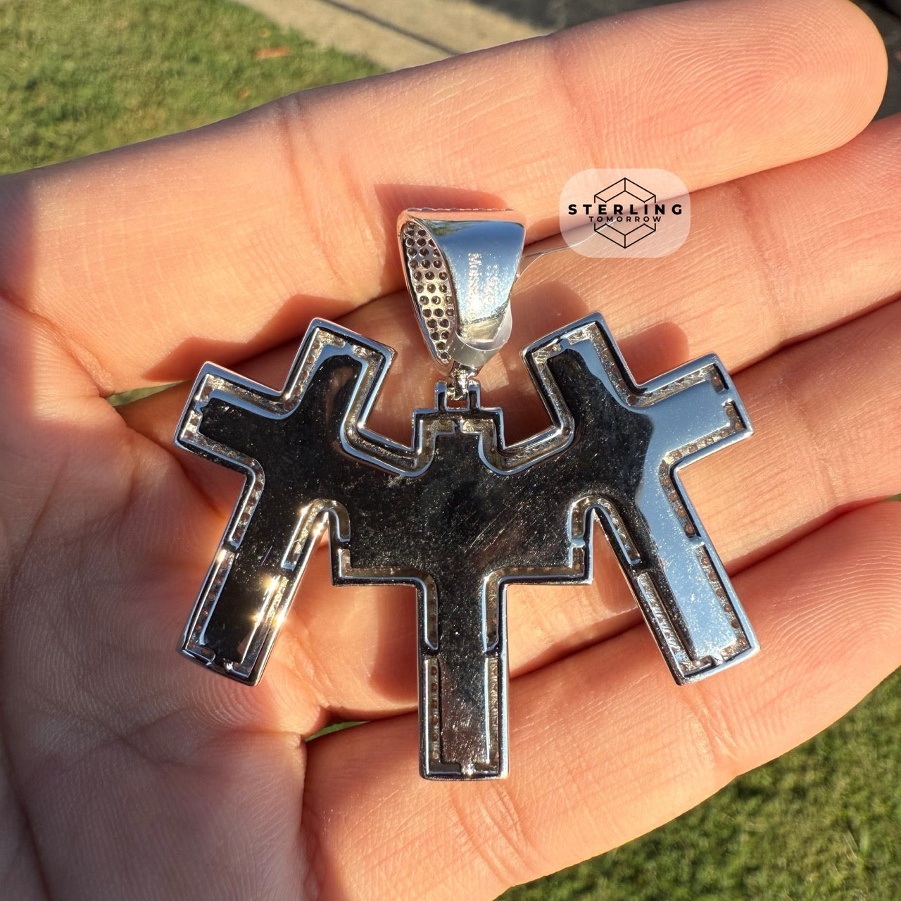 Moissanite Triple Cross Pendant