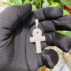 Moissanite Baguette Ankh Pendant 925 Sterling Silver Iced Out Egyptian Cross w/ Rope Chain