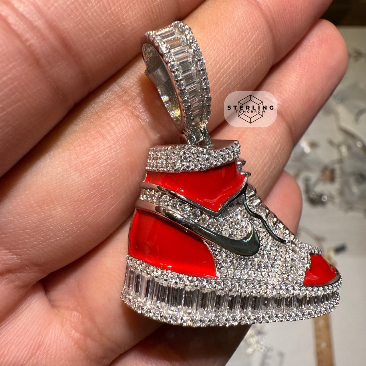 Moissanite Iced Out Sneaker Pendant