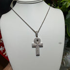 Moissanite Baguette Ankh Pendant 925 Sterling Silver Iced Out Egyptian Cross w/ Rope Chain