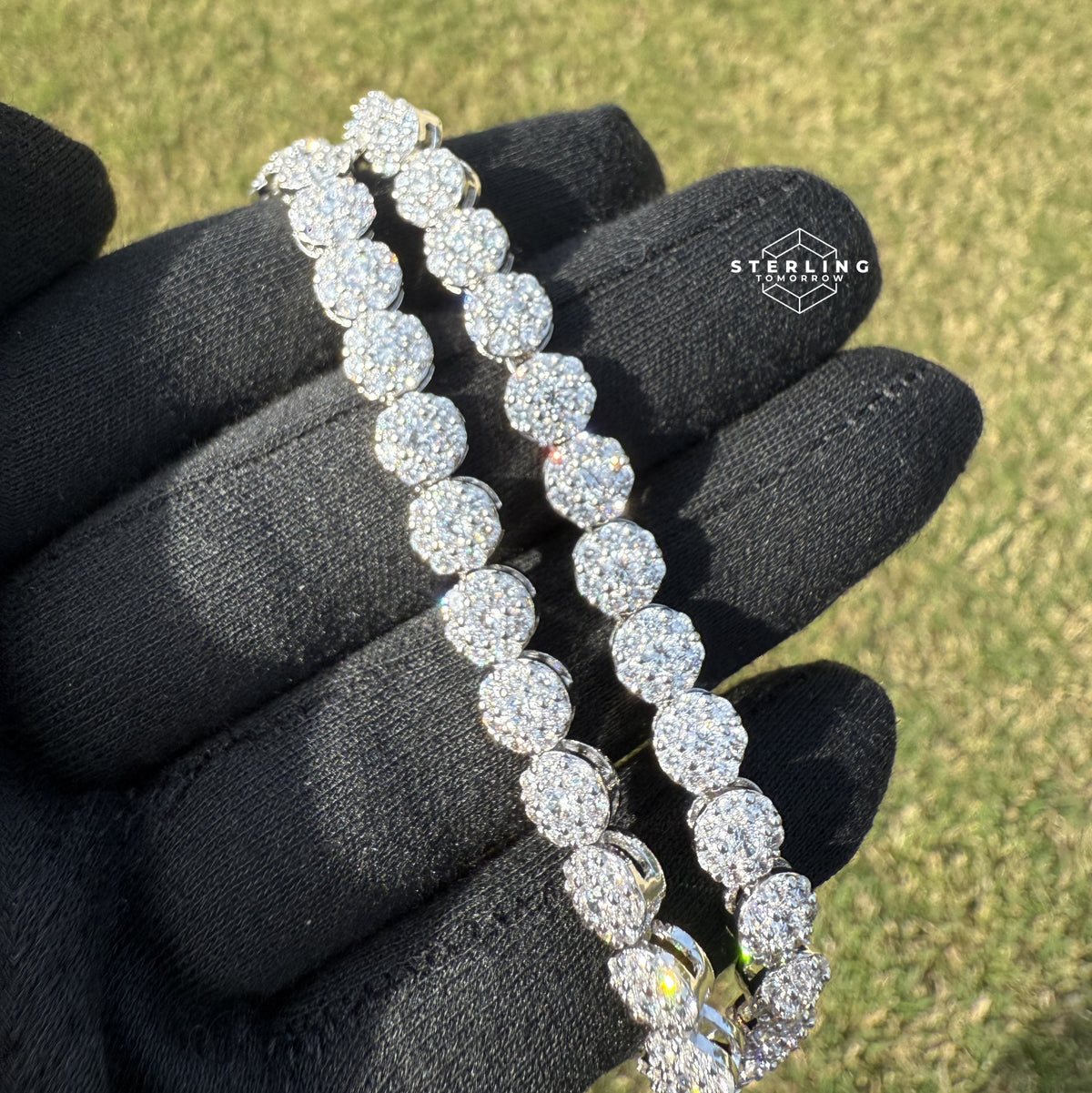 Small Honeycomb 5mm Flower Tennis Necklace