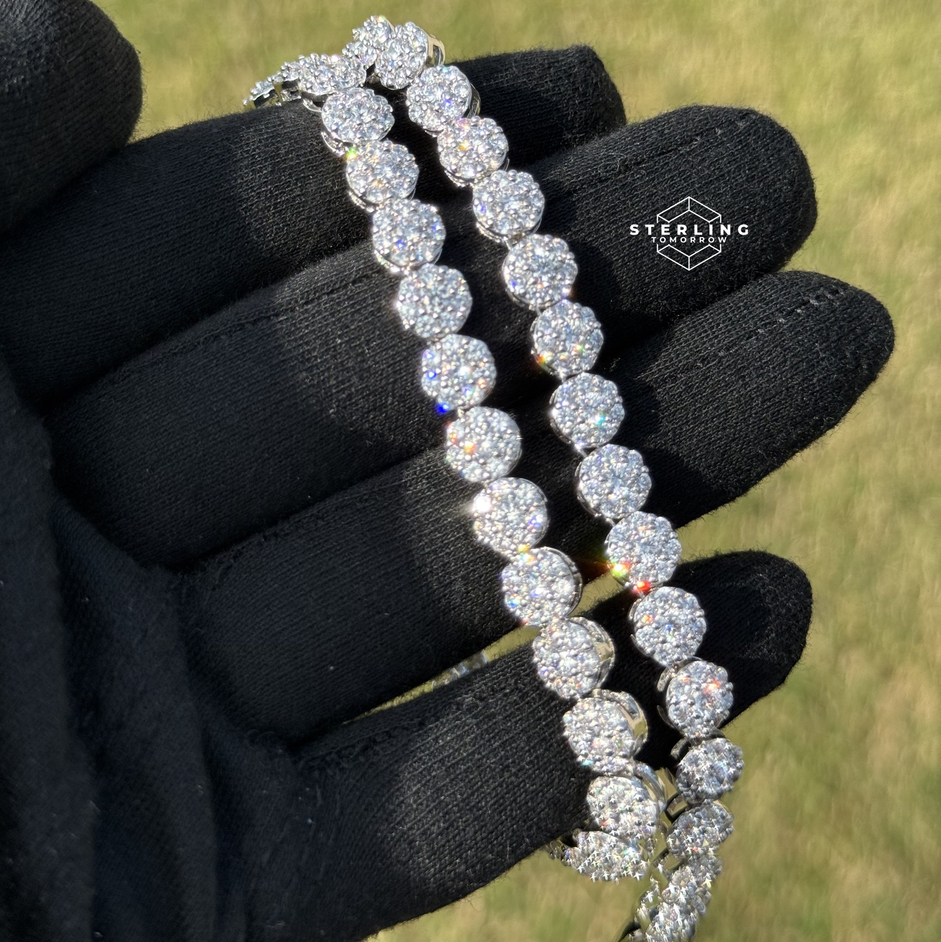 Small Honeycomb 5mm Flower Tennis Necklace