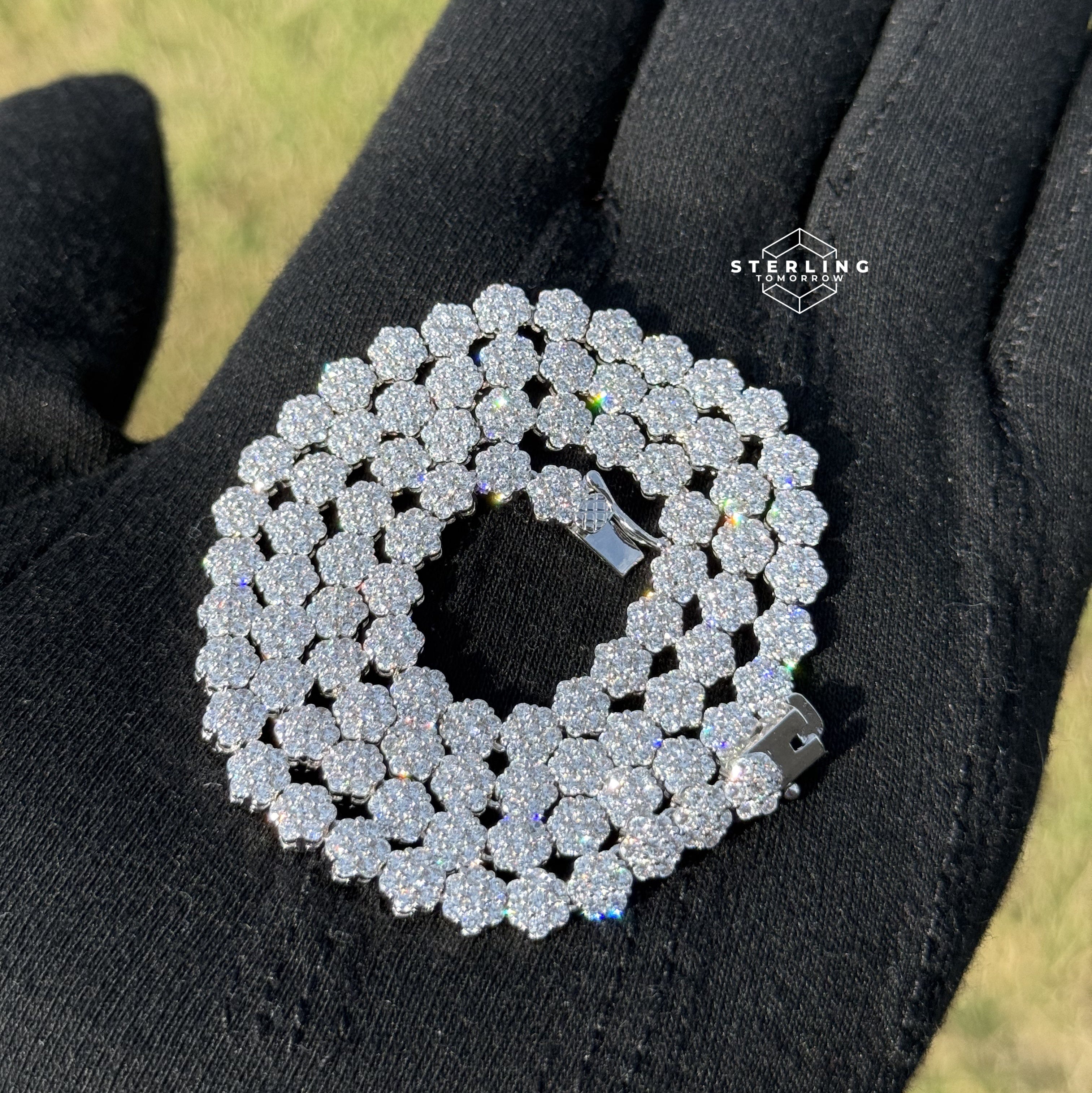 Small Honeycomb 5mm Flower Tennis Necklace