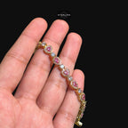 Pink Heart Teardrop Bracelet, 14K Gold Plated CZ Tennis Bracelet, 7mm Iced Out Gift for Her