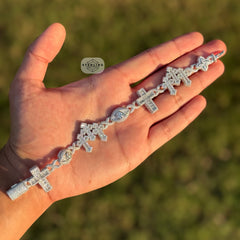 Moissanite Cross Charm Iced Out Bracelet