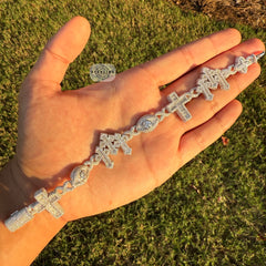 Moissanite Cross Charm Iced Out Bracelet