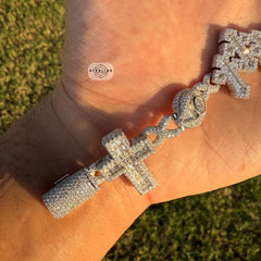 Moissanite Cross Charm Iced Out Bracelet