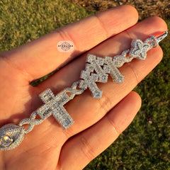 Moissanite Cross Charm Iced Out Bracelet