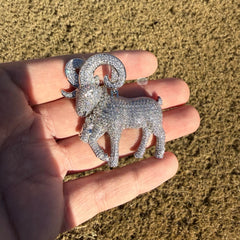 Ram Moneybag Iced Out Pendant 14K White Gold Finish