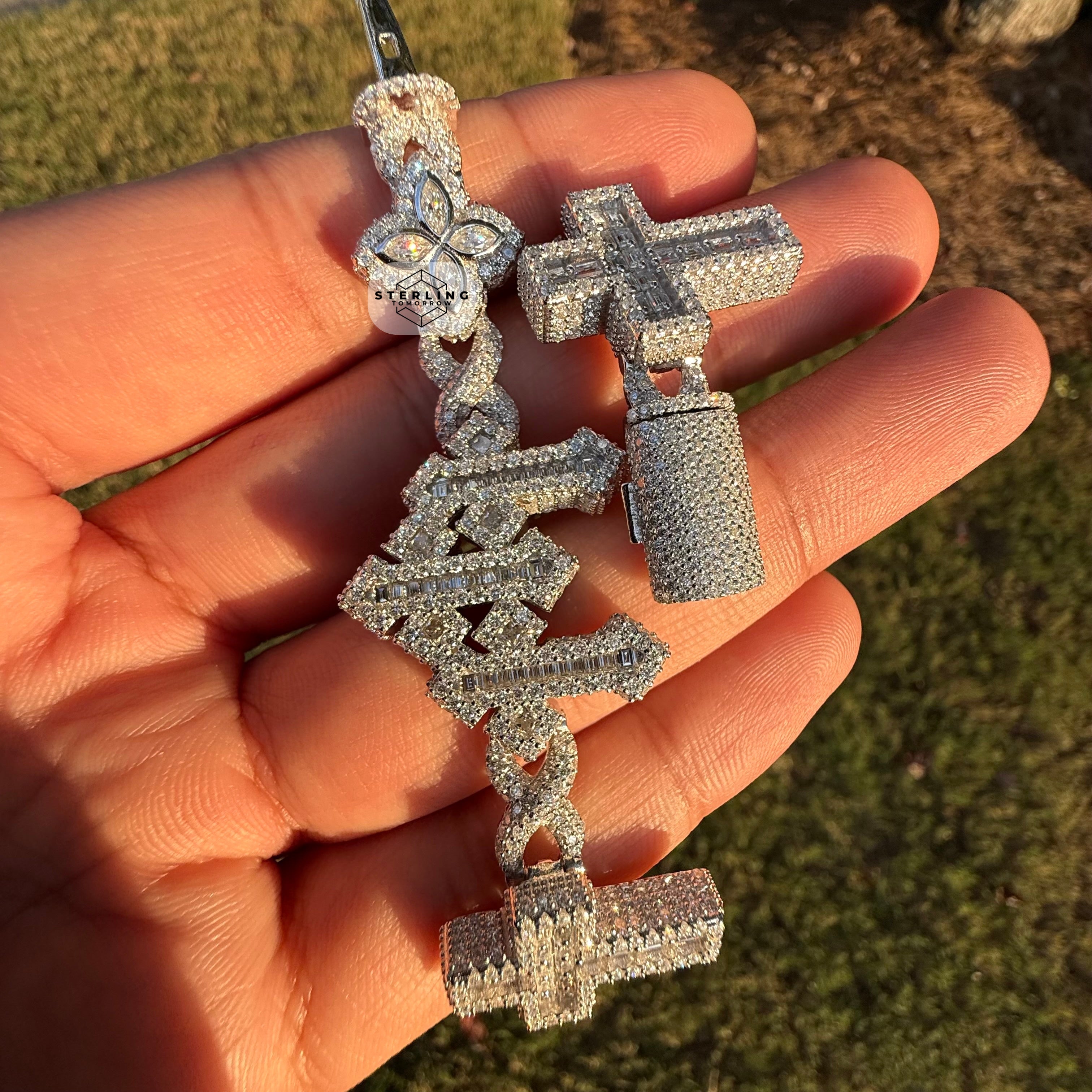 Moissanite Cross Charm Iced Out Bracelet