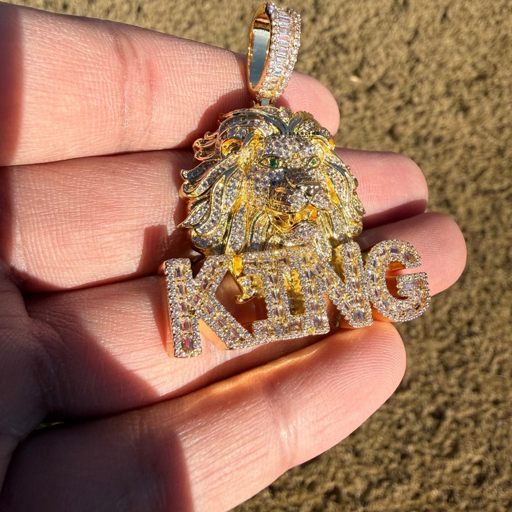 King Lion Iced Statement Pendant + Steel Rope Chain
