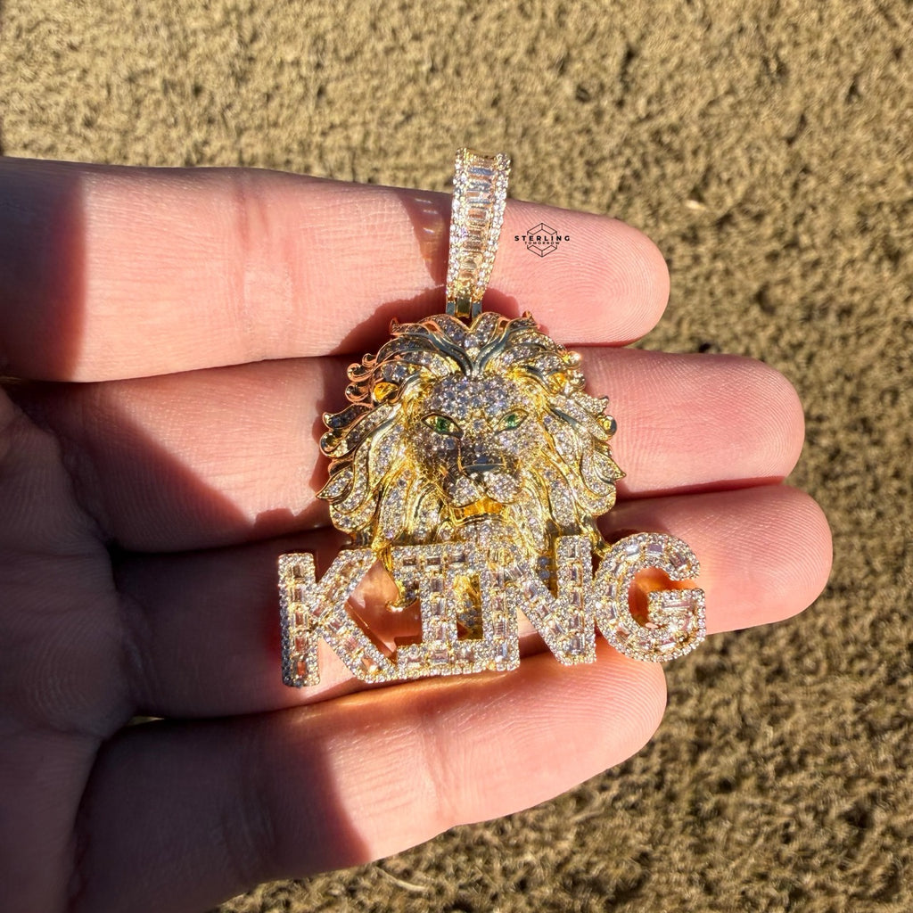 King Lion Iced Statement Pendant + Steel Rope Chain
