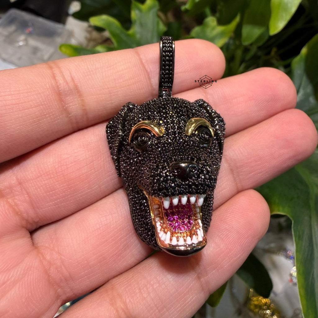Iced Out Black Dog Pendant