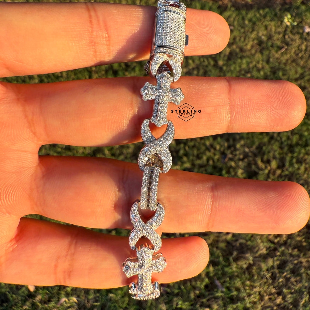 Moissanite Cross Infinity Bracelet