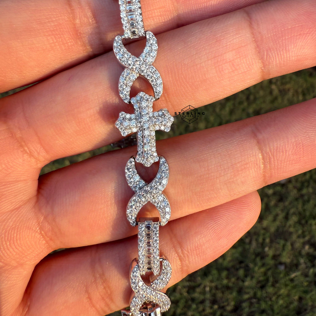 Moissanite Cross Infinity Bracelet