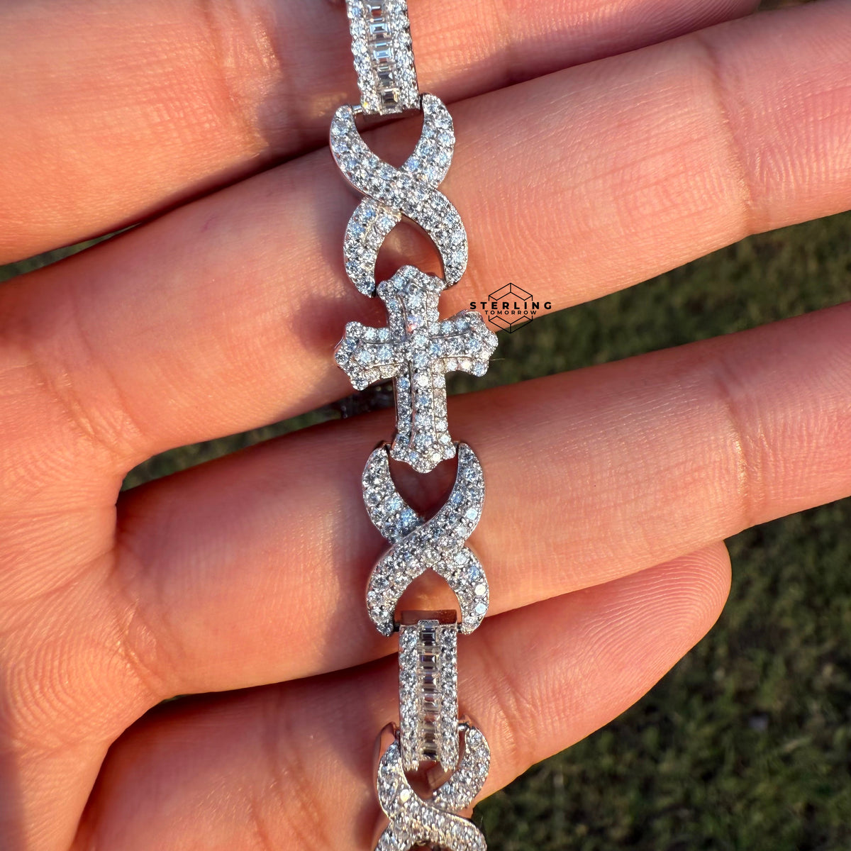 Moissanite Cross Infinity Bracelet