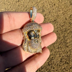 Jesus Face 14k Gold Plated Pendant + Steel Rope Chain