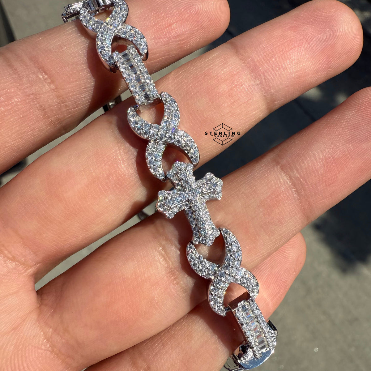 Moissanite Cross Infinity Bracelet