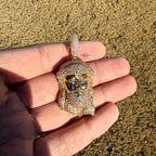 Jesus Face 14k Gold Plated Pendant + Steel Rope Chain