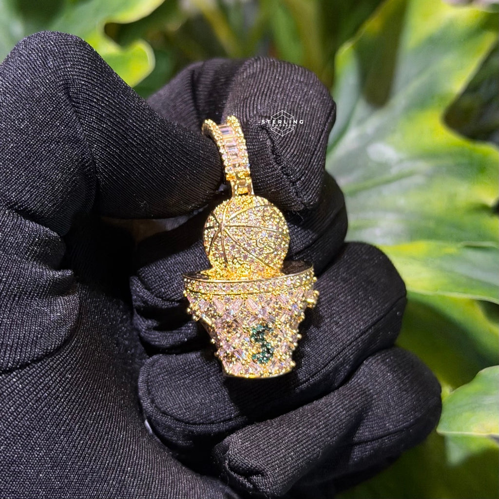 Basketball & Money Iced Out Bling Hip Hop Pendant