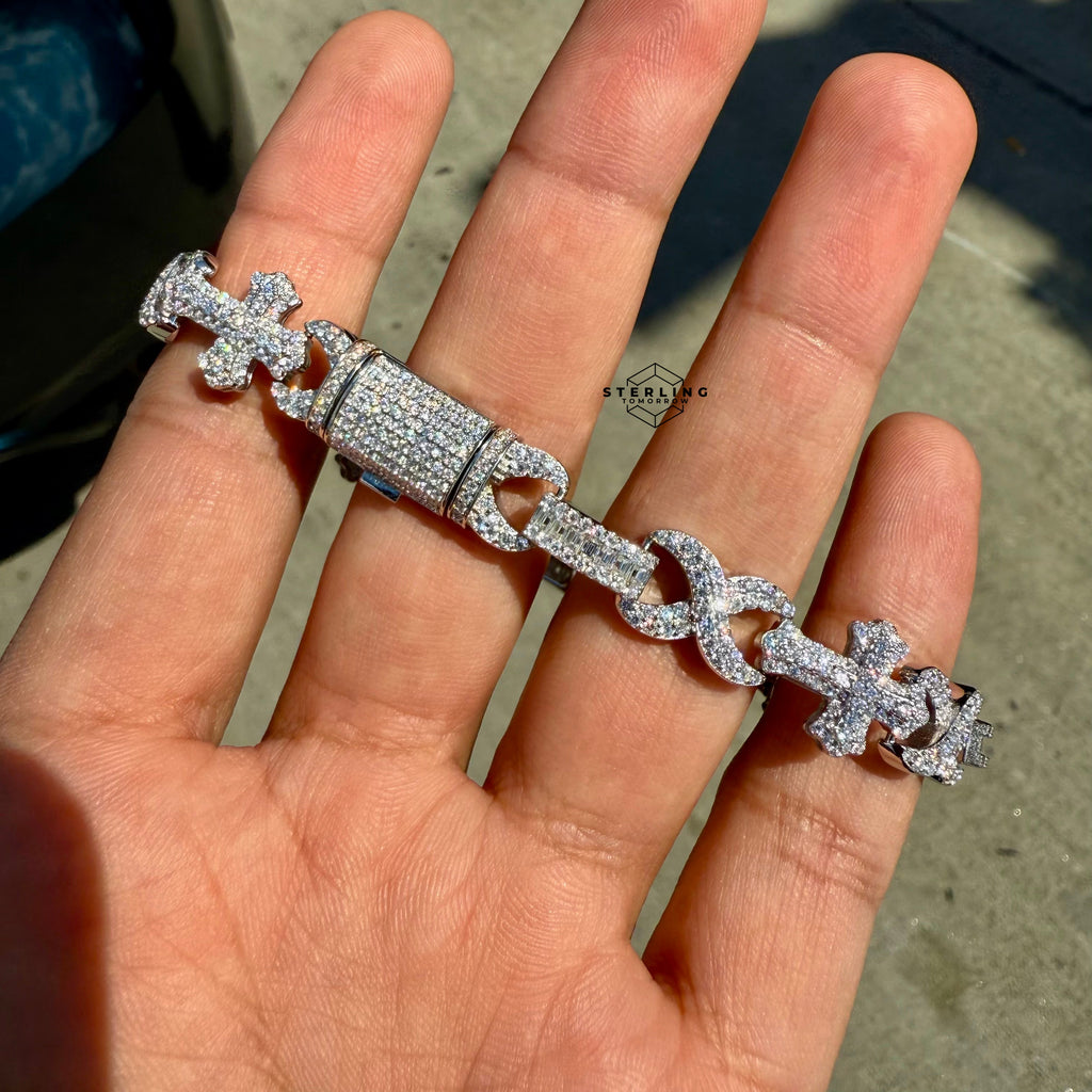 Moissanite Cross Infinity Bracelet