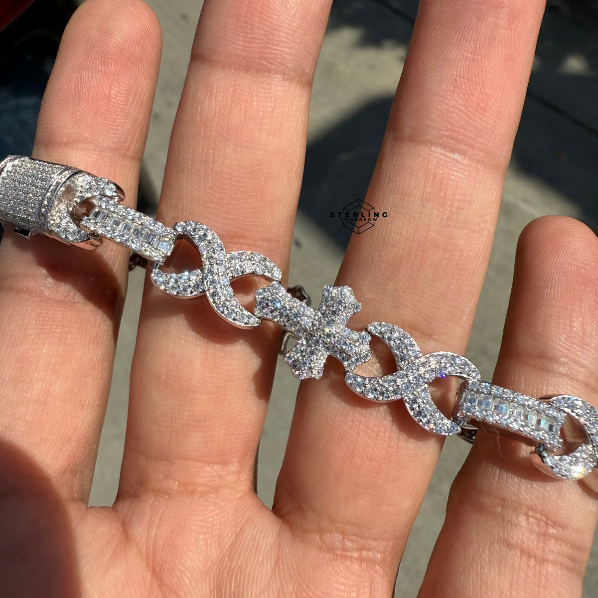 Moissanite Cross Infinity Bracelet