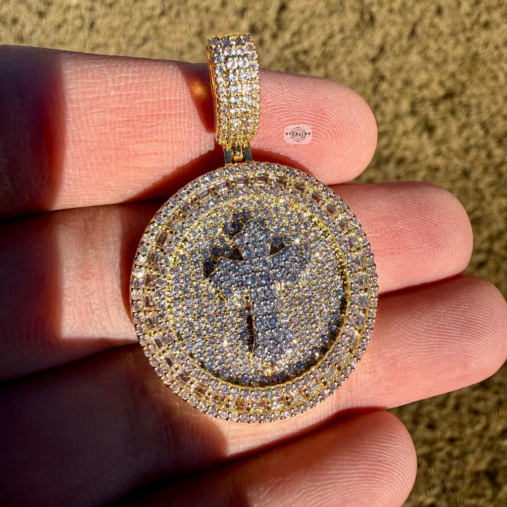 14K Gold Finish Gold Cross Medallion