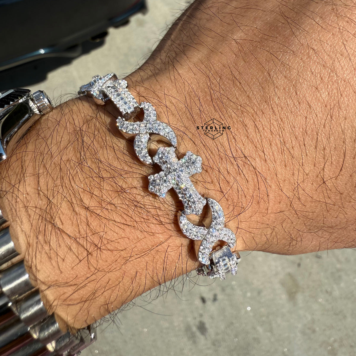 Moissanite Cross Infinity Bracelet