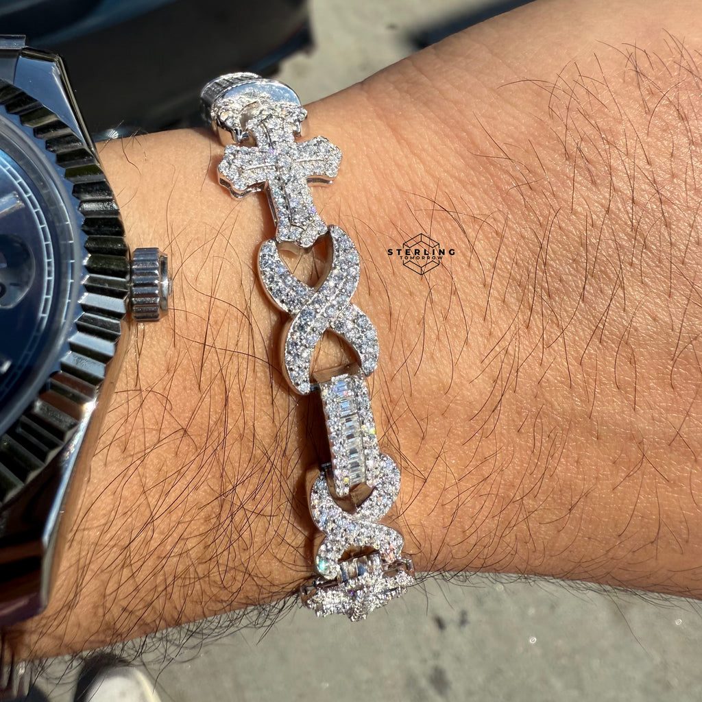 Moissanite Cross Infinity Bracelet