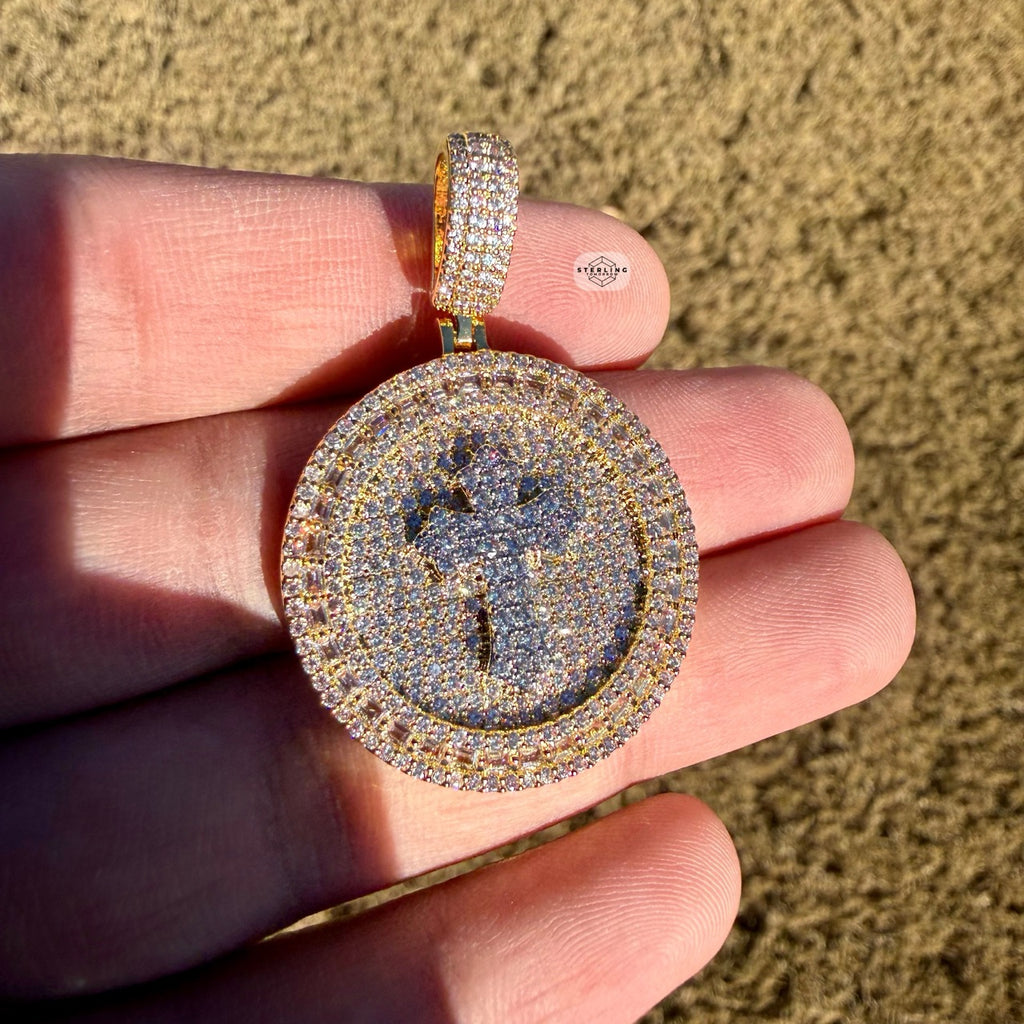 14K Gold Finish Gold Cross Medallion