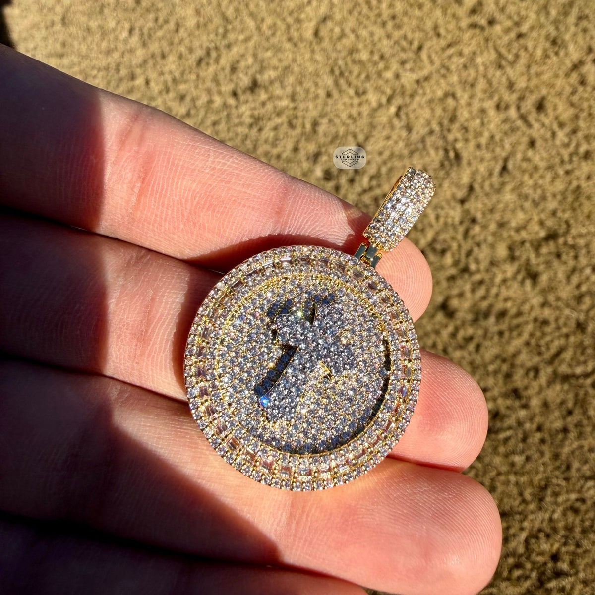 14K Gold Finish Gold Cross Medallion