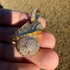14K Gold Plated Soccer Futbol Iced Pendant