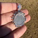 Iced Out Round Crown Thorns Pendant