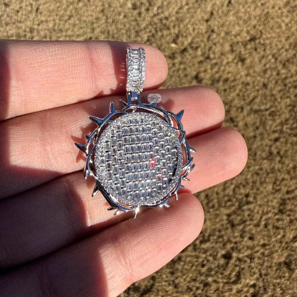 Iced Out Round Crown Thorns Pendant