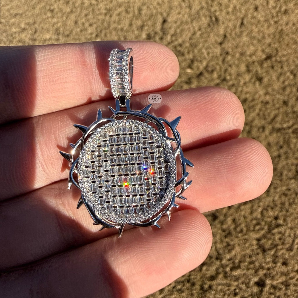 Iced Out Round Crown Thorns Pendant